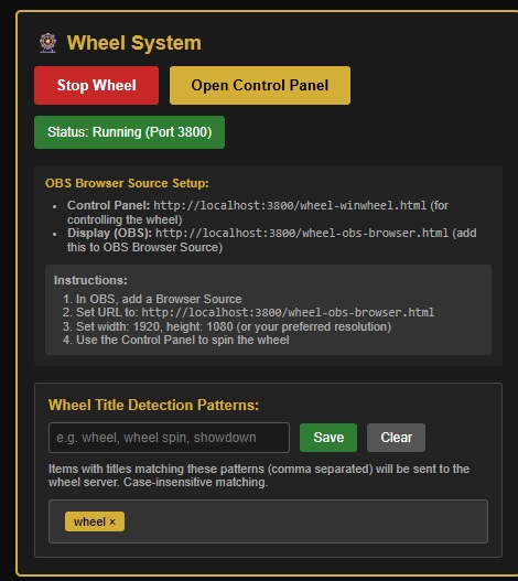 Wheel GUI Overview
